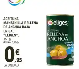 E.Leclerc IFA ELIGES Aceituna manzanilla rellena de anchoa baja en sal oferta