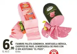 E.Leclerc "EL POZO" Fiambre paleta sándwich, mortadela ibérica, chopped de pavo, o mortadela de pavo con o sin aceitunas oferta