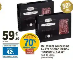 E.Leclerc "SÁNCHEZ ALCARAZ" Maletín de lonchas de paleta de cebo ibérica oferta