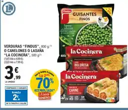 E.Leclerc "LA COCINERA" Verduras "findus", 800 g. (1) o canelones o lasaña oferta