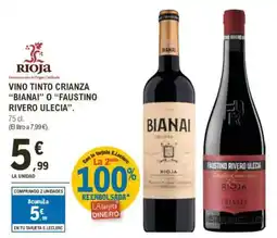 E.Leclerc Vino tinto crianza "bianai" o "faustino rivero ulecia". oferta