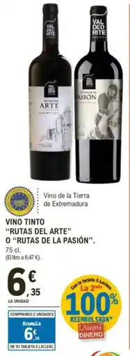 E.Leclerc Vino tinto "rutas del arte" o "rutas de la pasión". oferta