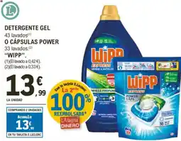 E.Leclerc WIPP Detergente gel o cápsulas power oferta