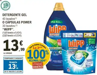 E.Leclerc WIPP Detergente gel o cápsulas power oferta