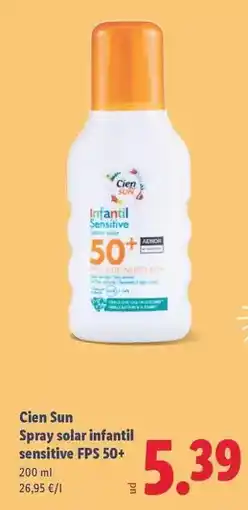 Lidl Cien - spray solar infantil sensitive fps 50+ oferta