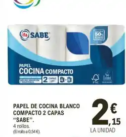 E.Leclerc IFA SABE Papel de cocina blanco compacto 2 capas oferta