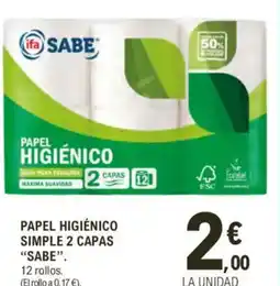 E.Leclerc IFA SABE Papel higiénico simple 2 capas oferta
