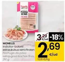 Eroski Monells - pechuga de pavo extrajugosa lonchas finas oferta