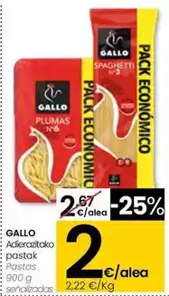 Eroski Gallo - pastas oferta