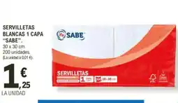 E.Leclerc IFA SABE Servilletas blancas 1 capa oferta