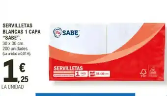 E.Leclerc IFA SABE Servilletas blancas 1 capa oferta
