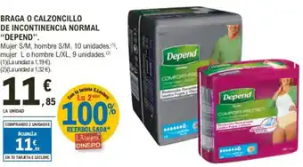 E.Leclerc Depend braga o calzoncillo de incontinencia normal oferta