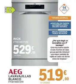 E.Leclerc AEG Lavavajillas blanco ffb74907zw oferta