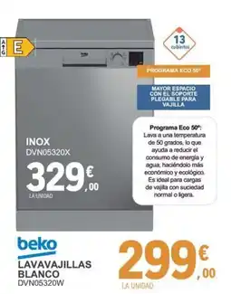 E.Leclerc BEKO Lavavajillas blanco dvn05320w oferta