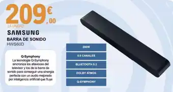 E.Leclerc SAMSUNG Barra de sonido hws60d oferta