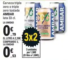 E.Leclerc Ambar - cerveza triple zero o triple zero tostada oferta