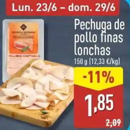 ALDI Pechuga de pollo finas lonchas oferta