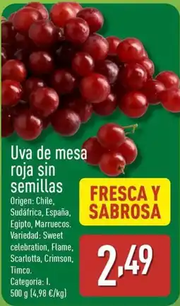 ALDI Uva de mesa roja sin semillas oferta