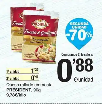 SPAR Fragadis Queso Rallado Emmental Président 90g oferta