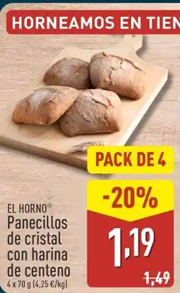 ALDI EL HORNO Panecillos de cristal con harina de centeno oferta