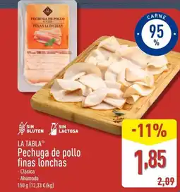 ALDI LA TABLA Pechuga de pollo finas lonchas oferta