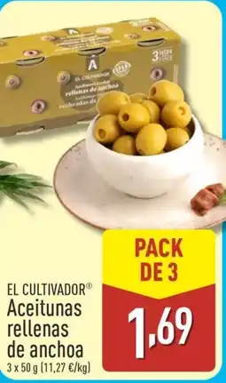 ALDI EL CULTIVADOR Aceitunas rellenas de anchoa oferta