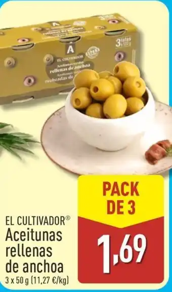 ALDI EL CULTIVADOR Aceitunas rellenas de anchoa oferta