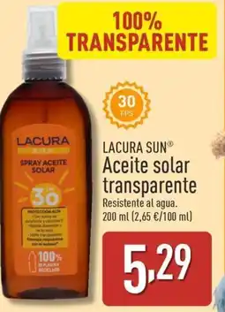 ALDI LACURA SUN Aceite solar transparente oferta