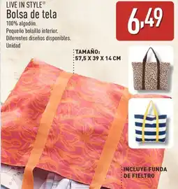 ALDI LIVE IN STYLE Bolsa de tela oferta