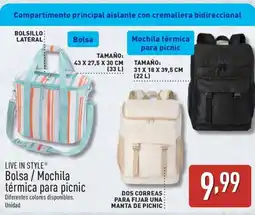 ALDI LIVE IN STYLE Bolsa / Mochila térmica para picnic oferta