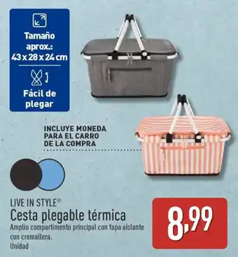 ALDI LIVE IN STYLE Cesta plegable térmica oferta