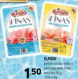 Coviran ELPOZO Jamón cocido extra o pechuga pavo finas oferta