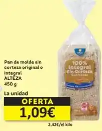 Economy Cash Alteza - pan de molde sin corteza original o integral oferta