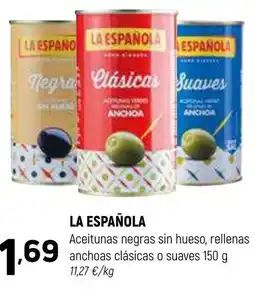 Coviran LA ESPAÑO Aceitunas negras sin hueso, rellenas anchoas clásicas o suaves oferta