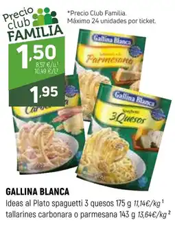 Coviran GALLINA BLANCA Ideas al Plato spaguetti 3 queso tallarines carbonara o parmesana oferta