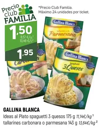 Coviran GALLINA BLANCA Ideas al Plato spaguetti 3 queso tallarines carbonara o parmesana oferta