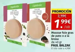 Maskom Supermercados Capdevila - mousse foie gras de pato o a la brasa de 40 gr paul balzak oferta