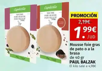 Maskom Supermercados Capdevila - mousse foie gras de pato o a la brasa de 40 gr paul balzak oferta