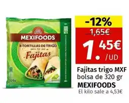 Maskom Supermercados Mexifoods - fajitas trigo mxf bolsa de 320 gr oferta