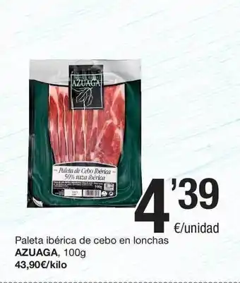 Azuaga Paleta Ibérica De Cebo En Lonchas 100g
