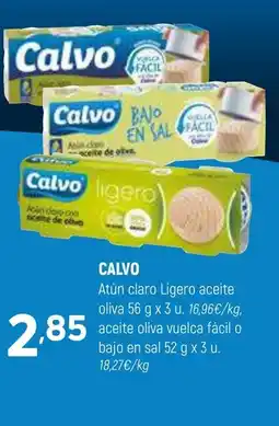 Coviran CALVO Atún claro Ligero aceite oliva, aceite oliva vuelca fácil o bajo en sal oferta