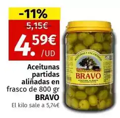 Maskom Supermercados Bravo - aceitunas partidas aliñadas en frasco oferta
