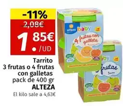 Maskom Supermercados Alteza - tarrito 3 frutas o 4 frutas con galletas oferta