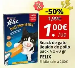 Maskom Supermercados Snack de gato liquido de pollo oferta