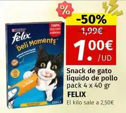 Maskom Supermercados Snack de gato liquido de pollo oferta
