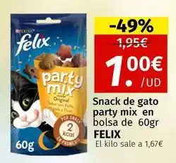 Maskom Supermercados Felix - snack de gato party mix en bolsa de 60gr oferta