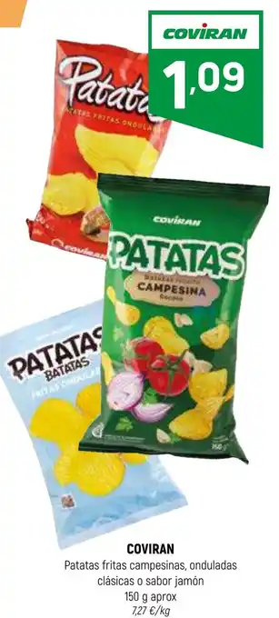 Coviran COVIRAN Patatas fritas campesinas, onduladas clásicas o sabor jamón oferta