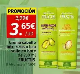 Maskom Supermercados Garnier - crema cabello nutri rizos o liso brillo en bote de fructis oferta
