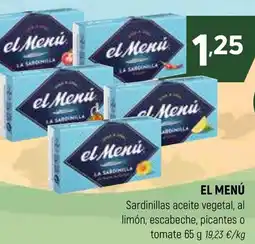 Coviran EL MENÚ Sardinillas aceite vegetal, al limón, escabeche, picantes o tomate oferta