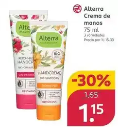 Rossmann Alterra - crema de manos oferta